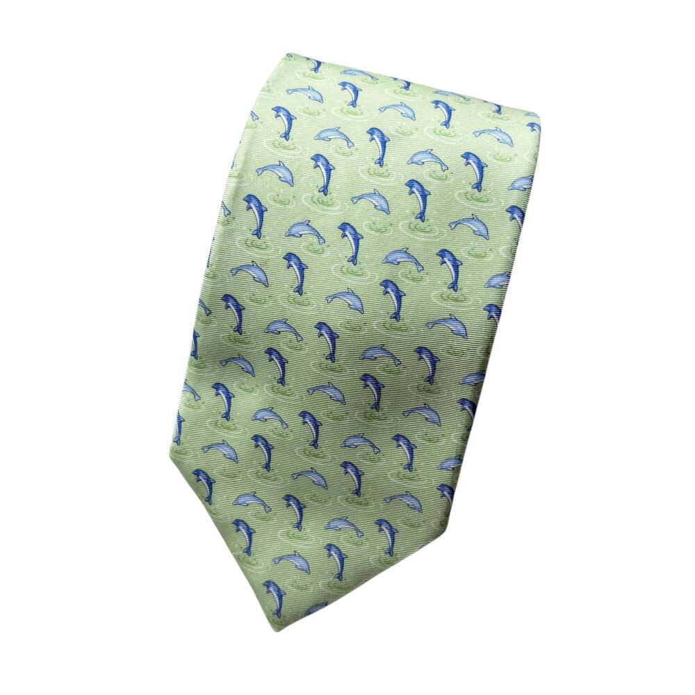 Tommy Hilfiger Tie Dolphin Print 100% Imported Silk Printed‎ in Italy